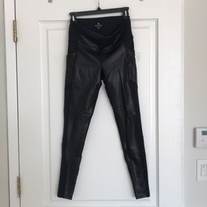 Athleta pleather leggings with pockets